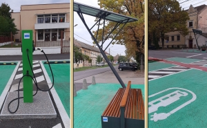 Electric charging station with parking and Wi-Fi tree in Jimbolia