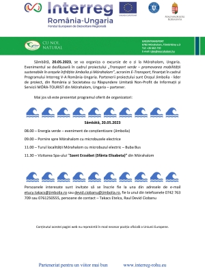 Sâmbătă, 20.05.2023, se va organiza o excursie de o zi la Mórahalom, Ungaria.